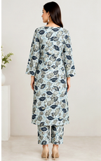 Blue & White Printed Khaddar 2-Piece Suit – Winter Collection