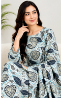 Blue & White Printed Khaddar 2-Piece Suit – Winter Collection