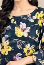 Teal Khaddar 2-Piece Suit with Yellow Floral Print – Winter Collection