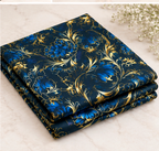 Navy Blue Khaddar 2-Piece Suit with Golden Floral Print – Winter Collection