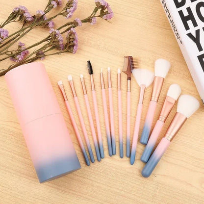 Makeup Brush With Jar 12 Pcs