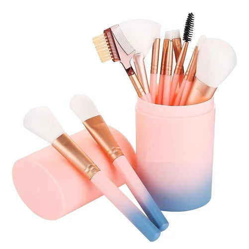 Makeup Brush With Jar 12 Pcs