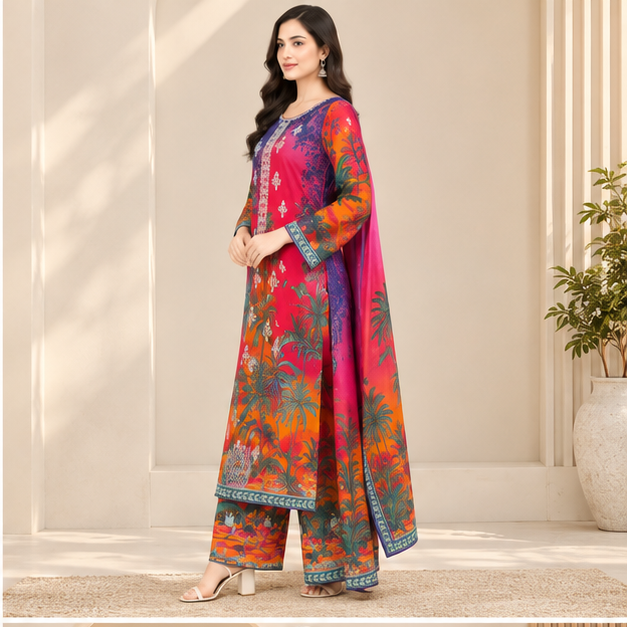 Elegant Embroidered Formal 3-Piece Suit - front view