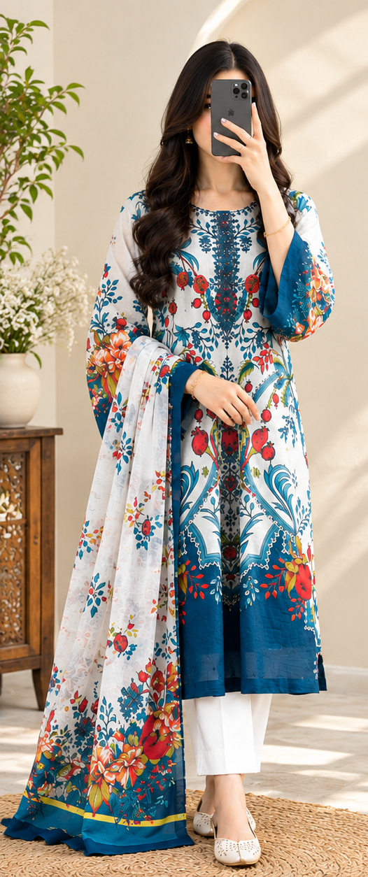 Lawn Suit Fabric Closeup - Dastaan-e-Husn Wears
