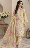 Floral Embroidered Lawn 3-Piece Suit - front view