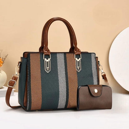 Women's elegant striped handbag