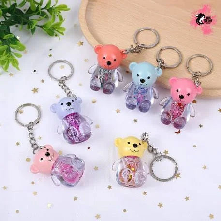 Cute Teddy Bear Key Chain Matte Lip gloss - pack of 6 Different Colors