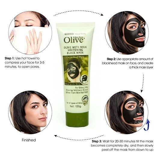 Olive Black Face Mask with Milk Whitening Formula