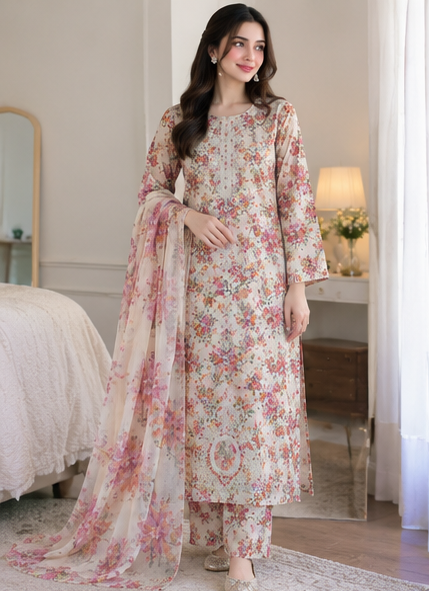 Lawn Suit Front View - Dastaan-e-Husn Wears