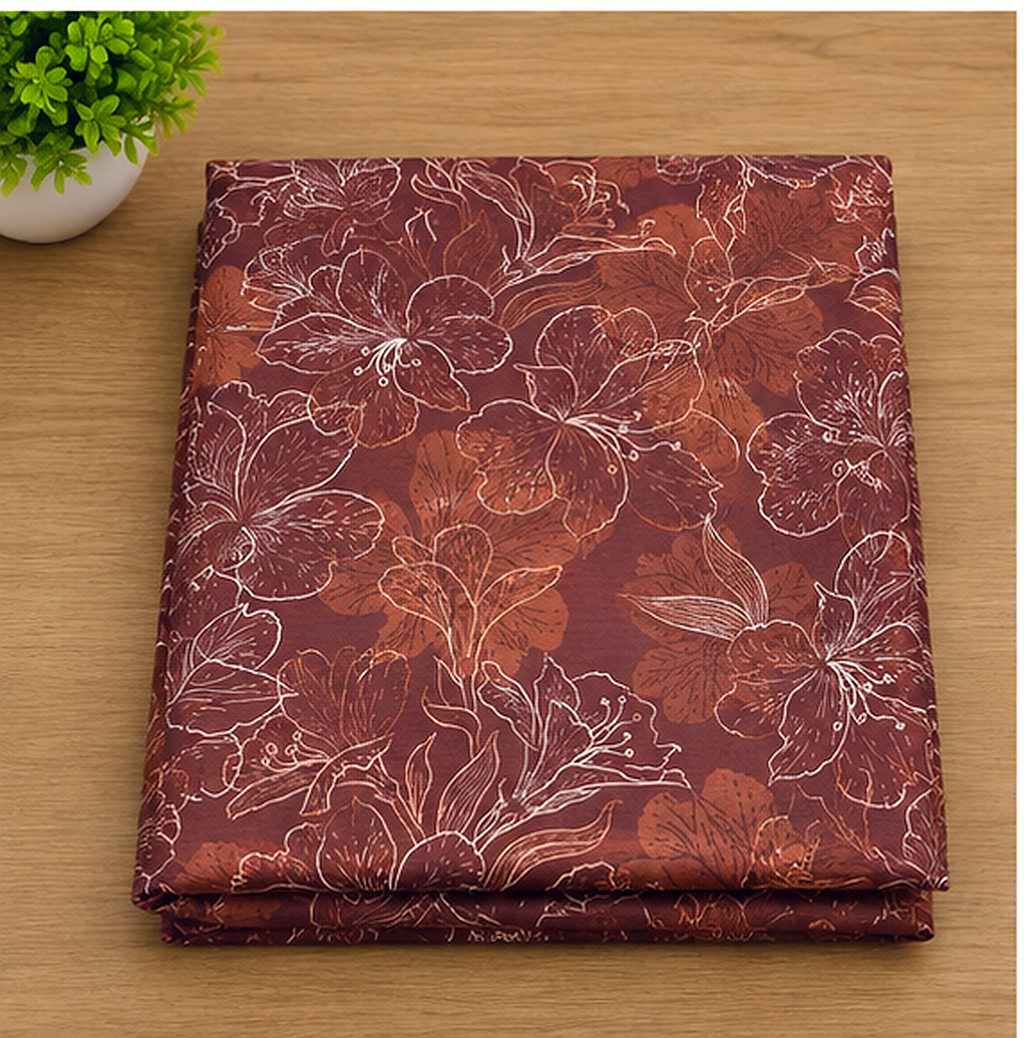 Brown Floral Printed Khaddar 2-Piece Suit – Winter Collection