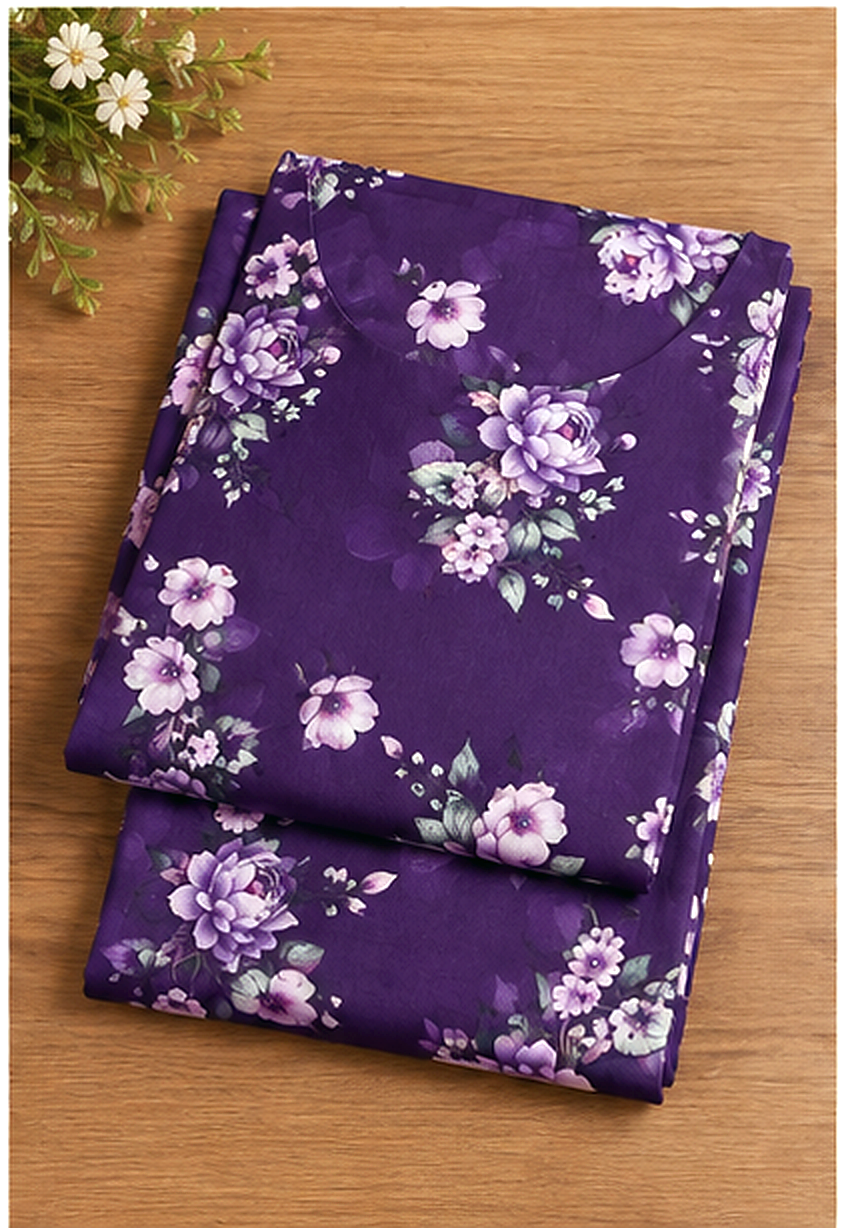 Purple Floral Printed Khaddar 2-Piece Suit – Winter Collection
