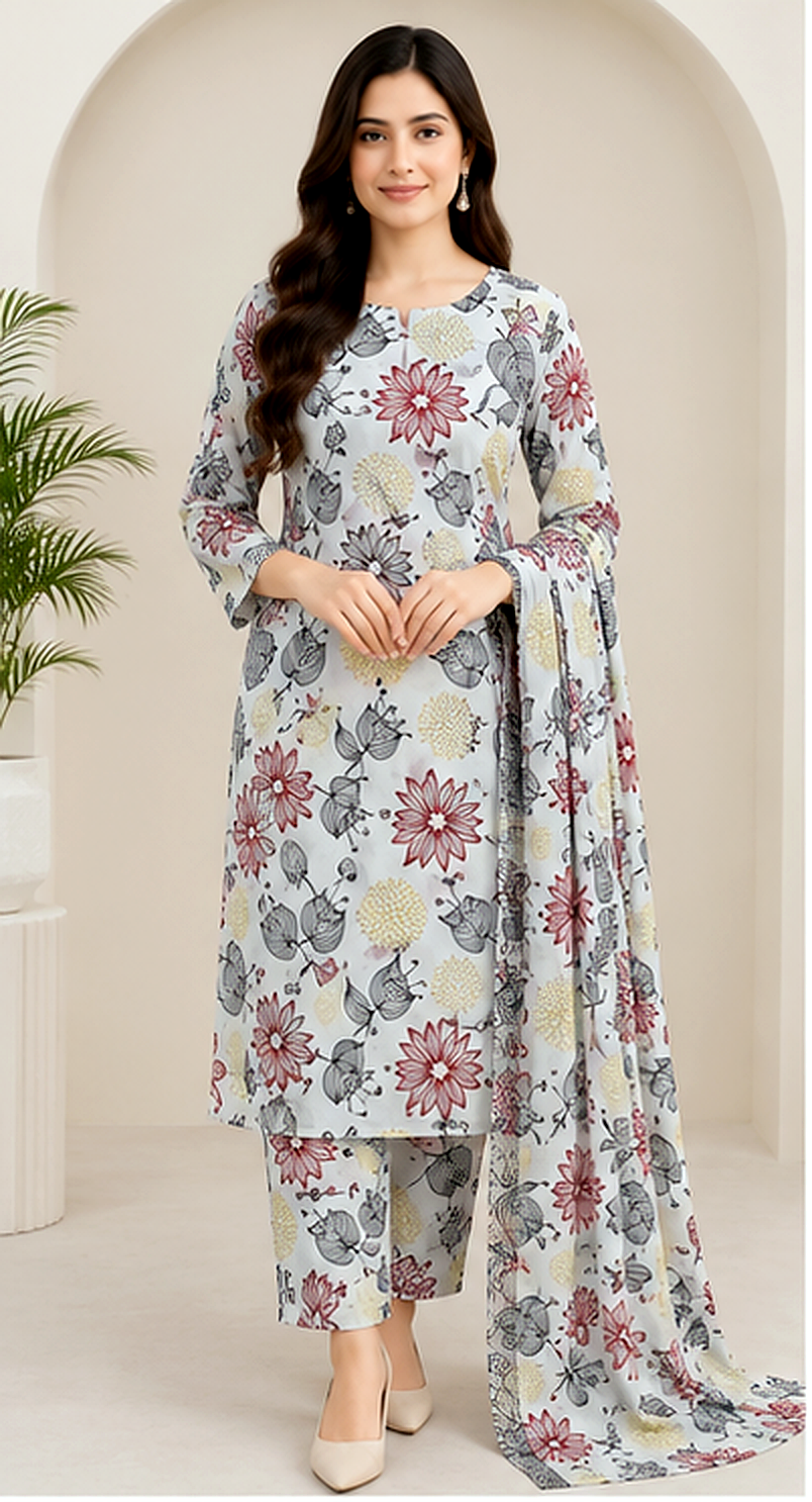Floral Printed Khaddar 2-Piece Suit – Winter Collection