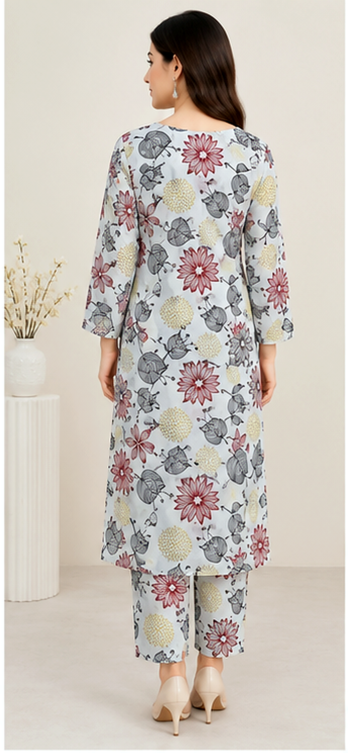 Floral Printed Khaddar 2-Piece Suit – Winter Collection