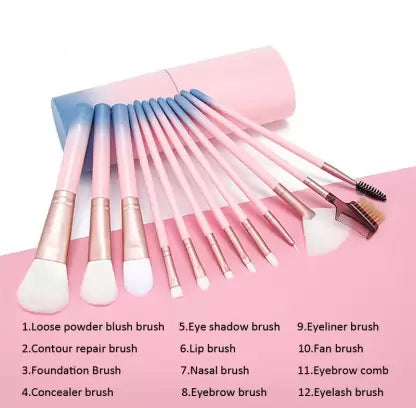 Makeup Brush With Jar 12 Pcs