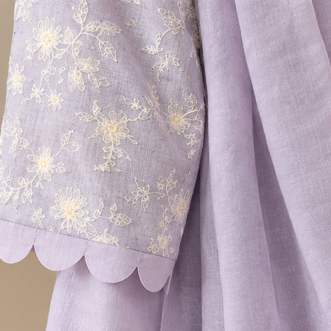 Lavender Embroidered Cotton 2-Piece Suit